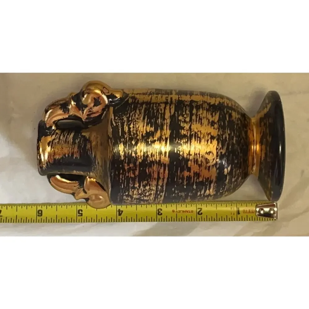 Vintage, Stangl Pottery Hand Painted Black & Gold, Ceramic, Vase